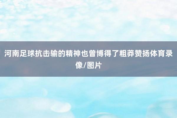 河南足球抗击输的精神也曾博得了粗莽赞扬体育录像/图片