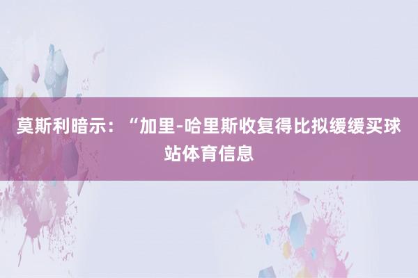莫斯利暗示：“加里-哈里斯收复得比拟缓缓买球站体育信息