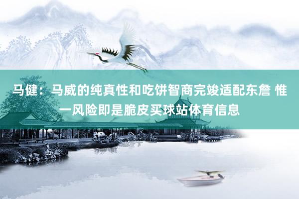 马健：马威的纯真性和吃饼智商完竣适配东詹 惟一风险即是脆皮买球站体育信息