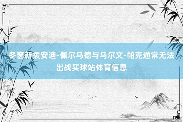 冬窗新援安迪-佩尔马德与马尔文-帕克通常无法出战买球站体育信息