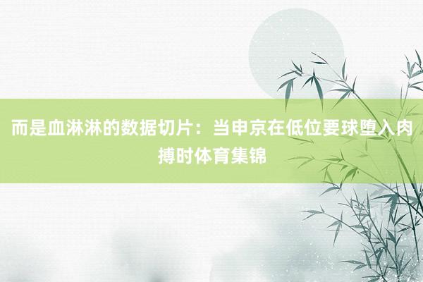 而是血淋淋的数据切片：当申京在低位要球堕入肉搏时体育集锦
