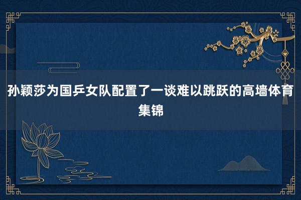 孙颖莎为国乒女队配置了一谈难以跳跃的高墙体育集锦