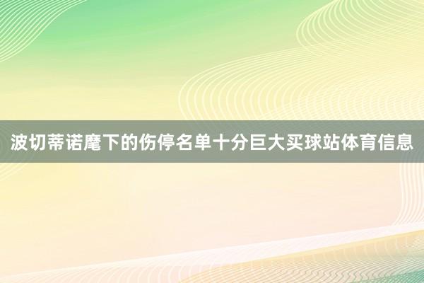 波切蒂诺麾下的伤停名单十分巨大买球站体育信息