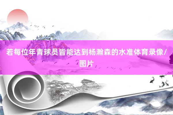 若每位年青球员皆能达到杨瀚森的水准体育录像/图片