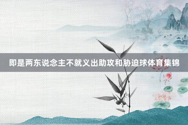 即是两东说念主不就义出助攻和胁迫球体育集锦