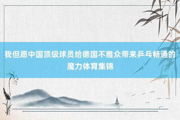 我但愿中国顶级球员给德国不雅众带来乒乓畅通的魔力体育集锦