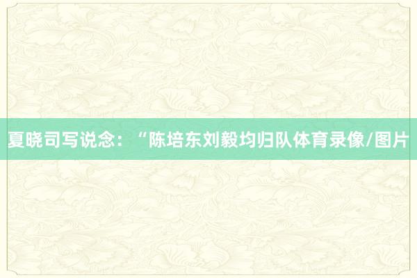夏晓司写说念：“陈培东刘毅均归队体育录像/图片