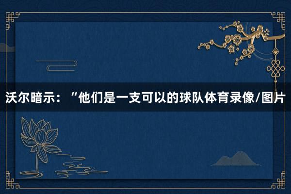 沃尔暗示：“他们是一支可以的球队体育录像/图片