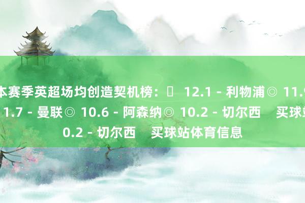 本赛季英超场均创造契机榜：◉ 12.1 - 利物浦◎ 11.9 - 曼城◎ 11.7 - 曼联◎ 10.6 - 阿森纳◎ 10.2 - 切尔西    买球站体育信息