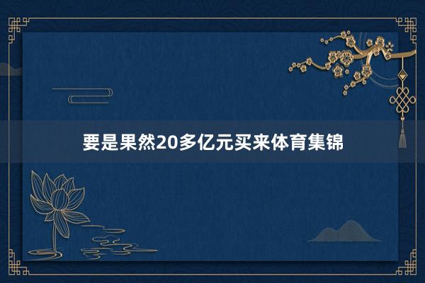要是果然20多亿元买来体育集锦
